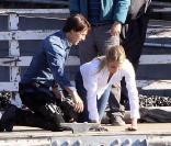 Cameron Diaz et Tom Cruise sur le tournage de Knight and Day à Long Beach en Californie le 27 janvier 2010