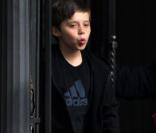 Les fils Beckham en Italie avec leur papa David. Le 11 février 2010. 