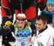 Marie-Laure Brunet lors de sa troisième place du 10 km du biathlon, à l'occasion des J.O. de Vancouver, le 16 février 2010.