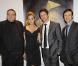Les acteurs du jeu, Sam Douglas, Jacqui Ainsley, Leon Eckenden et Pascal Langdale prennent la pose à l'avant-première du jeu vidéo Heavy Rain de Sony pour la PS3 au cinéma Marignan des Champs Elysées à Paris le 16 février 2010
