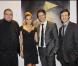 Les acteurs du jeu, Sam Douglas, Jacqui Ainsley, Leon Eckenden et Pascal Langdale prennent la pose à l'avant-première du jeu vidéo Heavy Rain de Sony pour la PS3 au cinéma Marignan des Champs Elysées à Paris le 16 février 2010