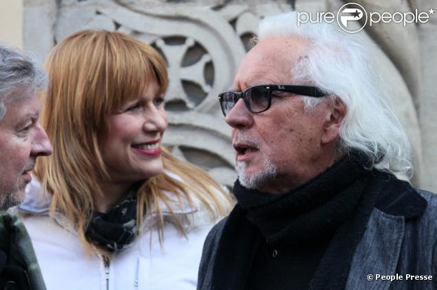 Stone et Charden lors des obsèques de Patrick Topaloff le 11 mars 2010 à Paris en l'église orthodoxe de la rue Daru