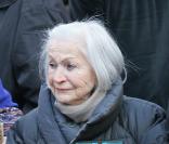 Ginette Garcin lors des obsèques de Patrick Topaloff le 11 mars 2010 à Paris en l'église orthodoxe de la rue Daru