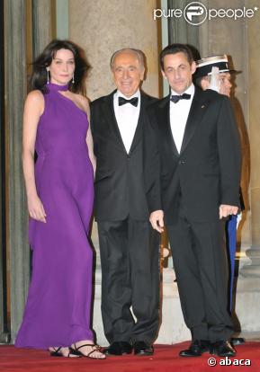 Diner à l'Elysée en l'honneur de Shimon Peres : Carla et Nicolas Sarkozy