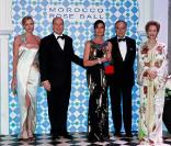 Charlene Wittstock, Albert II de Monaco, Caroline de Monaco et Frédéric Mitterrand au Bal de la Rose 2010, à Monaco