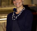 Victoria de Suède, de retour dans son pays le 11 mai 2010, était attendue au Nordic Museum de Stockholm