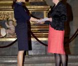 Victoria de Suède, de retour dans son pays le 11 mai 2010, était attendue au Nordic Museum de Stockholm