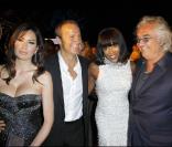 Elisabetta Gregoraci, Vlad Doronin, Naomi Campbell et Flavio Briatore lors de la soirée organisée par le joaillier de Grisogono le 18 mai 2010 dans l'hôtel du Cap Eden Roc  à Antibes