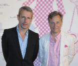 Lambert Wilson à la soirée Lancel. Il pose aux côtés de Marc Lelandais. 14/06/2010