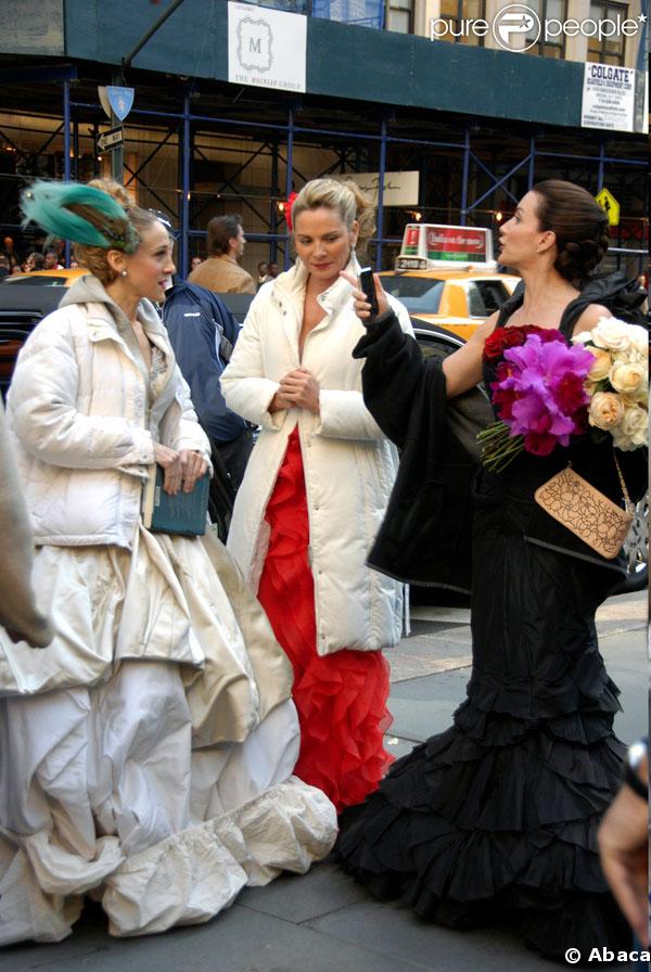Kristin Davis Kim Cattrall et Sarah Jessica Parker sur le tournage du film Sex and The City