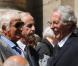 Jean-Paul Belmondo et Jean Rochefort aux obsèques de Bruno Cremer, en l'église Saint-Thomas d'Aquin, dans le VIIe arrondissement de Paris, le 13 août 2010.