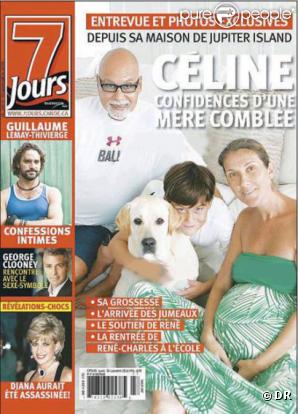 Céline Dion, enceinte, entourée des siens en couverture de 7 Jours