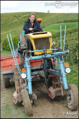 Stéphane Freiss fait les vendanges à Epernay pour les champagnes Nicolas Feuillatte le 19 septembre 2010