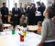 Nicolas Sarkozy en visite à Montillot. Il se rend à la rencontre des enfants. 30/09/2010