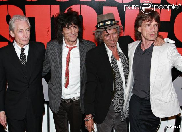Charlie Watts, Ronnie Wood, Keith Richards et Mick Jagger en 2008 à New York  