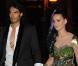Katy Perry et son mari Russell Brand retrouvent leur amie Rihanna dans un restaurant de Madrid après la cérémonie des MTV EMA le 7 novembre 2010