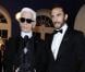 Jake Davies et Karl Lagerfeld à la soirée de lancement du calendrier Pirelli 2011. Moscou