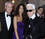 Franca Sozzani, Marco Tronchetti Provera, Afef Jnifen et Karl Lagerfeld à la soirée de lancement du calendrier Pirelli 2011. Moscou