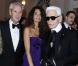 Franca Sozzani, Marco Tronchetti Provera, Afef Jnifen et Karl Lagerfeld à la soirée de lancement du calendrier Pirelli 2011. Moscou