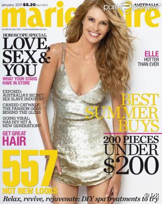 Elle Macpherson en couverture du magazine Marie Claire Australie.