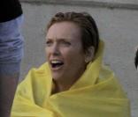 Toni Collette sur le tournage de United States of Tara à Los Angeles le 3 décembre 2010