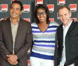 Patrick Cohen, Audrey Pulvar et Philippe Cohen conférence de presse de rentrée de Radio France et France Inter, le 37 août 2010