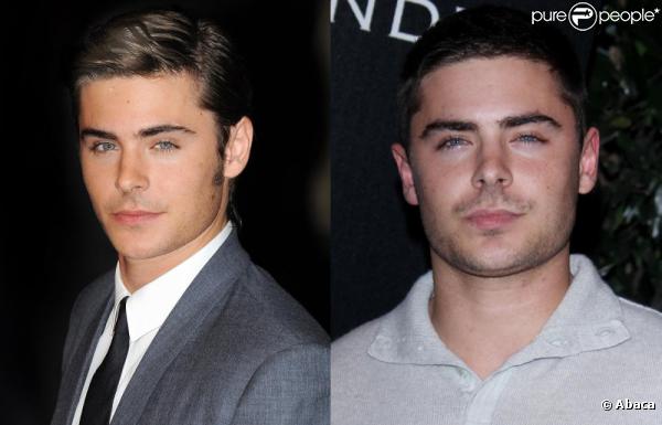 Zac Efron en 2009 à gauche et en 2011 à droite
