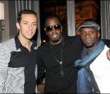 P. Diddy fête le lancement de son album Last Train to Paris à L'Arc, ici en compagnie des joueurs du PSG Nene et Claude Makelele, à Paris le 23 janvier 2011