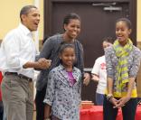 La famille Obama : Barack, Michelle, Sasha et Malia 