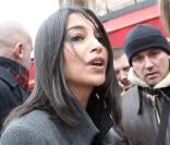 Leïla Bekhti, lors de son arrivée au Fouquet\'s, sur les Champs-Elysées, à Paris, pour le déjeuner des nominés des César 2011, le 5 février 2011.