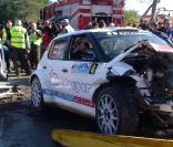 La voiture de Robert Kubica après son accident lors d'un rallye italien le 6 février 2011 