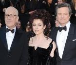 Geoffrey Rush, Helena Bonham Carter et Colin Firth lors de son arrivée à la 83e cérémonie des Oscars, au Kodak Theatre d'Hollywood, à Los Angeles, le 27 février 2011.