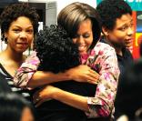 Michelle Obama lors d'une rencontre avec les élèves, à Washington, le 30 mars 2011, à l'occasion de la célébration du mois de la femme aux Etats-Unis 