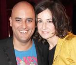 Valérie Lemercier et Jérôme Commandeur lors de la dernière représentation de son spectacle au Casino de Paris, le 9 avril 2011