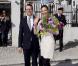 La princesse Victoria de Suède et son mari le prince Daniel en visite sur l'île de Gotland, le 15 avril 2011. Après avoir visité la ferme natale du physicien Polhem, ils avaient rendez-vous dans la cité médiévale de Visby.