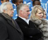 Didier Deschamps avec Jean-Claude Dassier et Margarita Louis-Dreyfus le 28 janvier 2011 pour l'inauguration du centre d'entraînement RLD. 