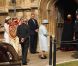 Les membres de la famille royale, protocole oblige, ont formé une haie d'honneur pour l'arrivée de la reine Elizabeth II et son époux le duc d'Edimbourg à la messe de Pâques donnée en la chapelle Saint-George à Windsor, le 24 avril 2011.
