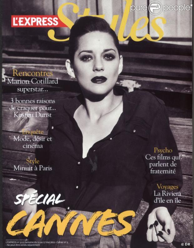 Marion Cotillard en couverture du supplément Styles de L'Express du 11 mai 2011