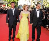 Brad Pitt, Jessica Chastain et Sean Penn à l\'occasion de la présentation de <em>The Tree of Life</em>, au 64e Festival de Cannes, le 16 mai 2011.