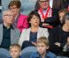 Martine Aubry et son papa Jacques Delors assistent au match PSG-Lille, dans le cadre de la 37e journée de Ligue 1 au Parc des Princes (Paris), samedi 21 mai 2011.