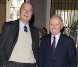 Jacques Chirac et François Pinault lors de la soirée d'ouverture de l'exposition 'Il Mondo Vi Appartiene', au Palais Grassi à Venise, le 1er juin 2011.