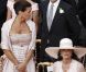 Stéphanie et Caroline de Monaco lors de la cérémonie religieuse  du mariage du prince Albert et de Charlene Wittstock, à Monaco, le 2  juillet 2011