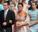 Stéphanie de Monaco, au bras de son fils, Louis Ducruet et suivie de ses filles, Pauline Ducruet et Camille Gottlieb lors de la cérémonie religieuse  du mariage du prince Albert et de Charlene Wittstock, à Monaco, le 2  juillet 2011