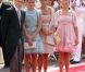 Stéphanie de Monaco, entourée de ses enfants, Louis et Pauline Ducruet et Camille Gottlieb lors de la cérémonie   religieuse  du mariage du prince Albert et de Charlene Wittstock, à   Monaco, le 2  juillet 2011