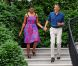 Michelle Obama toujours lookée au bras de son époux Barack Obama à la Maison Blanche le 4 juillet 2011