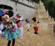 Mickey et Minnie ont fait la fête lors de l'inauguration du grand château de sable de la Belle au Bois Dormant à Paris Plages, le 23 juillet 2011 