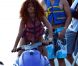 Rihanna en vacances à La Barbade, le 6 août 2011. La chanteuse fait beaucoup de jet-ski depuis son arrivée sur l'île.