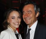 Michel Denisot et la nouvelle Miss Météo Solweig Rediger-Lizlow lors de la soirée Canal + le 29 août 2011 