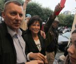 Anne Sinclair à son arrivée place des Vosges à Paris, le 4 septembre 2011.