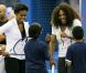 Michelle Obama s'est déplacée à Flushing Meadows vendredi 9 septembre 2011 pour le 12e jour de l'US Open. Elle a notamment joué en double  contre Serena Williams et John McEnroe pour promouvoir son programme  anti-obésité Let's Move, en présence également de James Blake. 